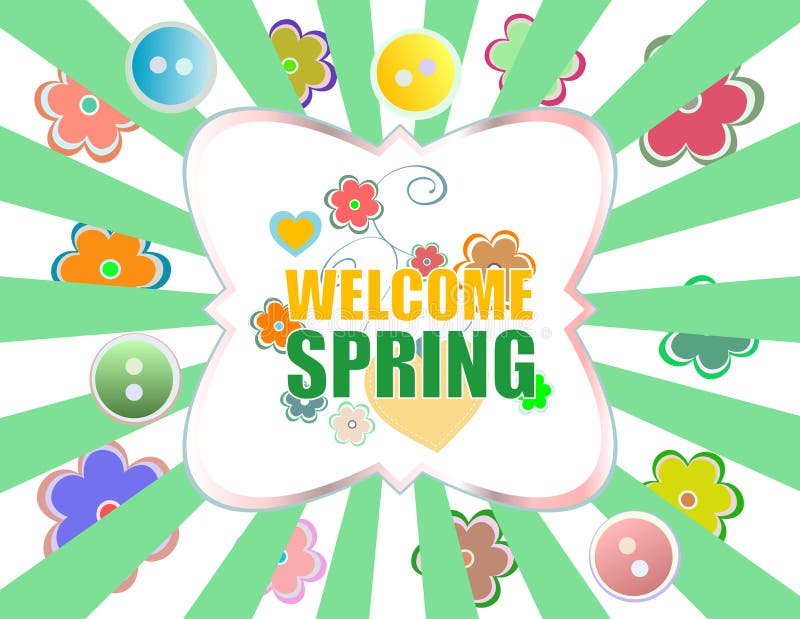 Welcome spring words on holiday card vector illustration