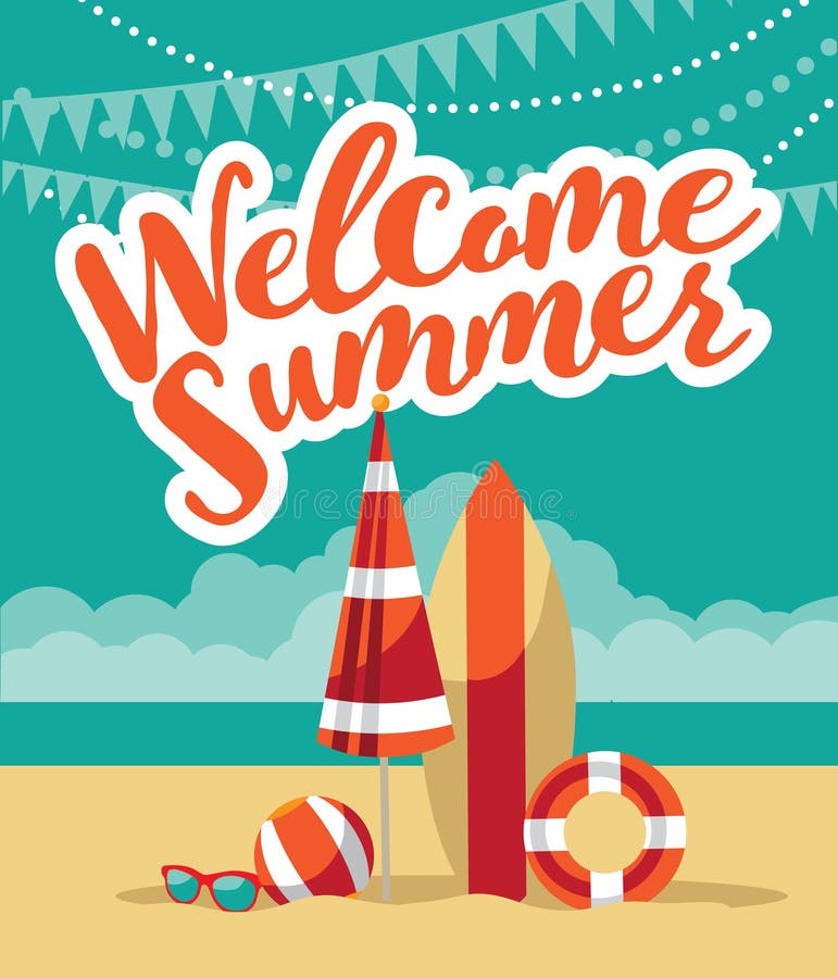 Welcome summer fun flat design.