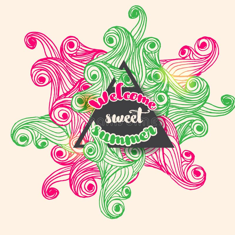 Download Welcome Sweet Summer Typographic Bright Vector Card Stock ...