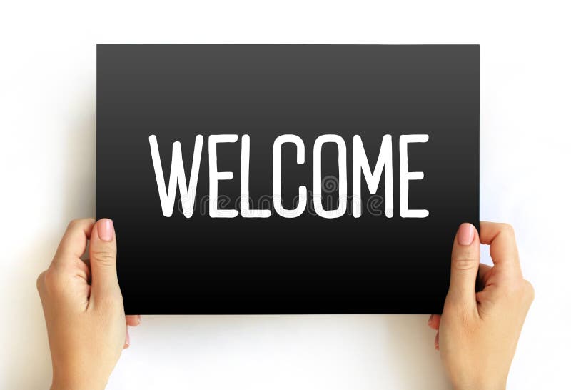 Welcome text on card, concept background stock photos