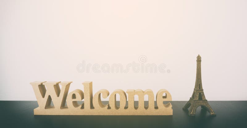 Welcome text on table welcome to Paris royalty free stock images
