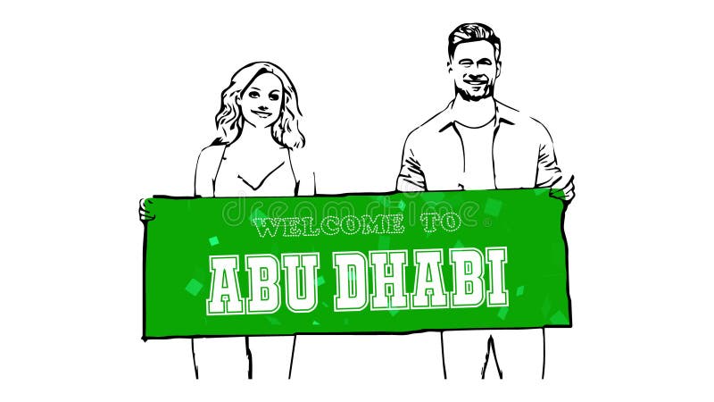 Welcome to Abu Dhabi Animation Digital Board vector illustration