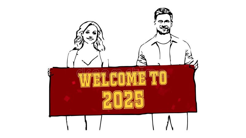 Welcome to 2025 Animation Digital banner vector illustration