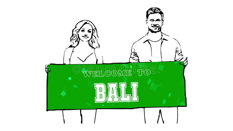Welcome to Bali Animation Digital Board vector illustration