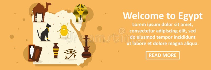 Welcome to egypt banner horizontal concept vector illustration