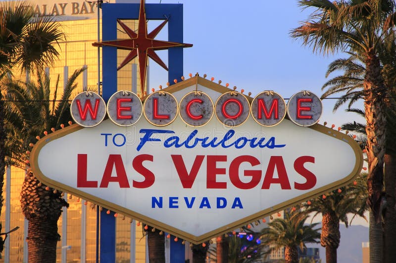 Welcome to LAS VEGAS sign - 3D - #3 - night space Stock Illustration