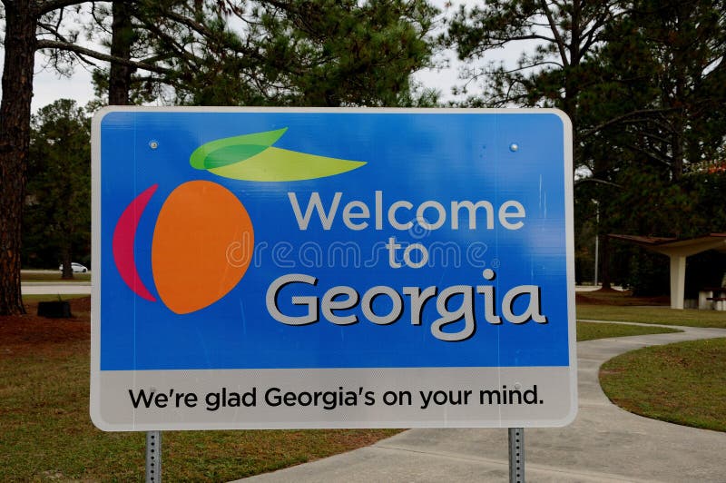 Welcome To Georgia Road Sign At The Georgia Visitor Center Editorial