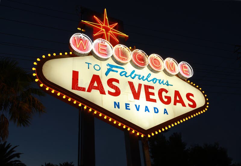 Vitajte v Las Vegas neónový nápis na noc.