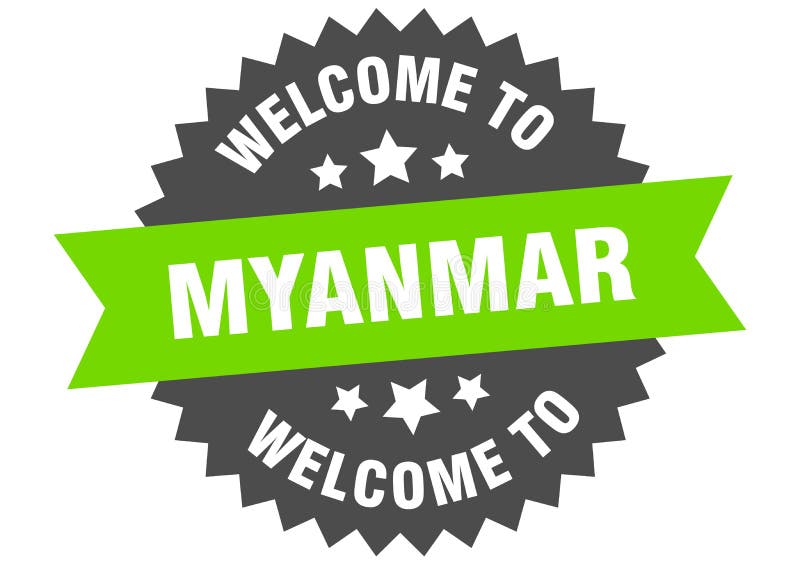 Myanmar Sticker Myanmar Signpost Pointer Sign Stock Vector