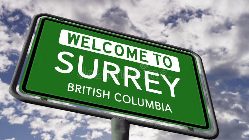 Welcome To Surrey, British Columbia. Canadian City Road Sign Realistic ...