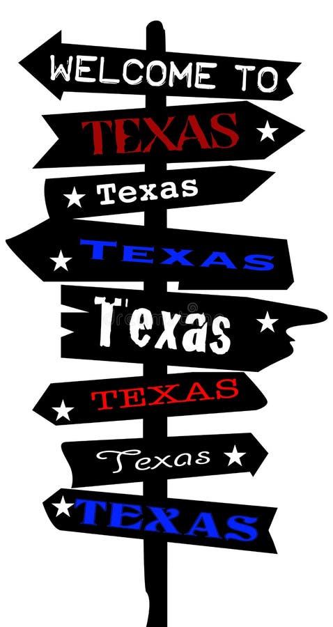 Welcome To Texas Signpost Silhouette Stock Illustration Illustration