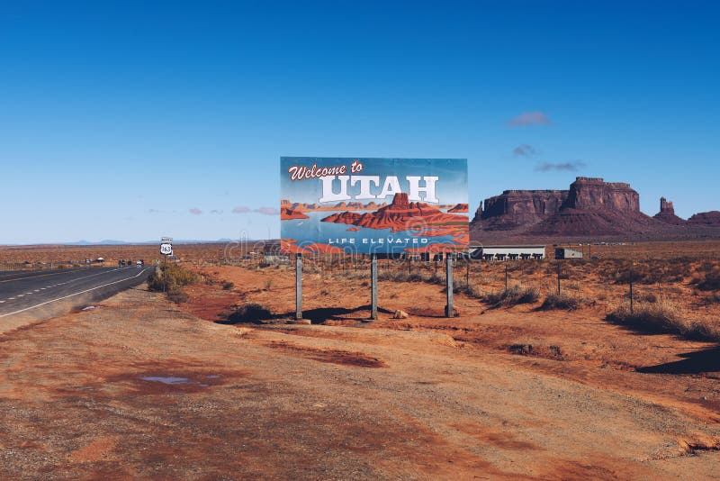 Welcome to Utah State Sign along US-163 near Monument Valley