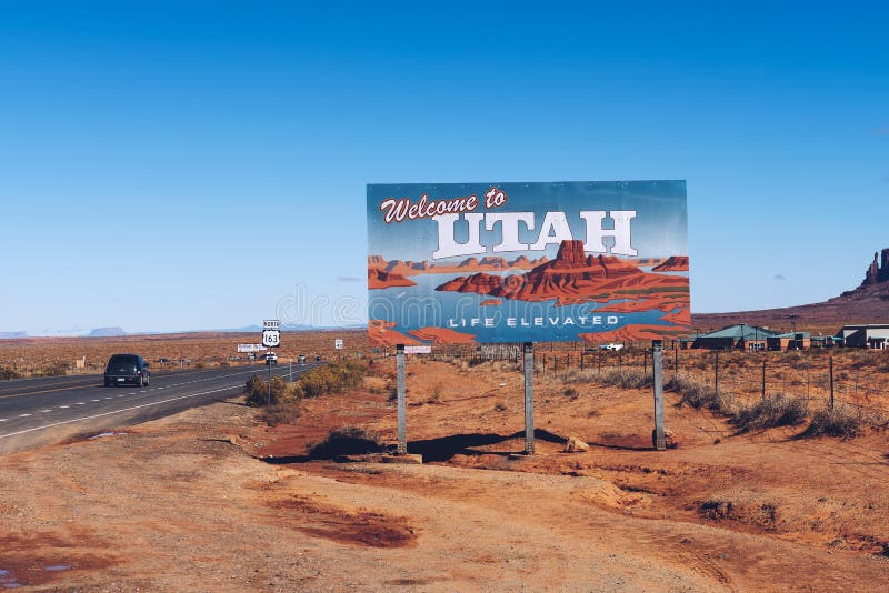 Welcome to Utah State Sign along US-163 near Monument Valley