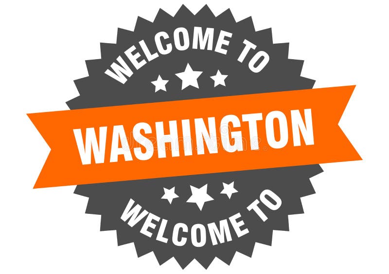 To Washington. To Washington Isolated Sticker. Stock