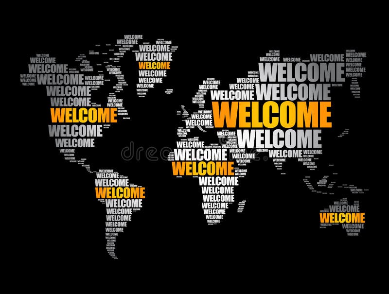 WELCOME World Map in Typography Word Cloud Stock Illustration -  Illustration of business, nations: 202533380