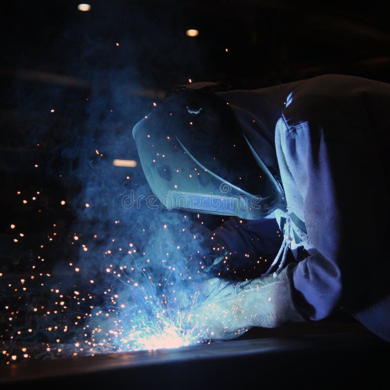 Welder Assembling Technical Steel. Industrial Welding of Metal Structures Stock Image Image of