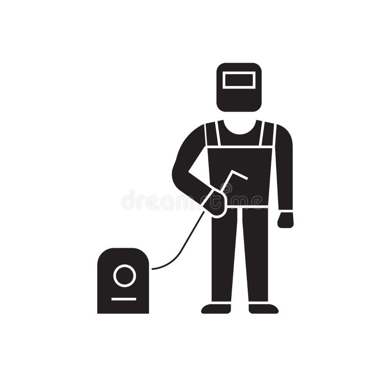 Welder svetsande för vektorbegrepp för arbete svart symbol Welder svetsande plan illustration för arbete, tecken royaltyfri illustrationer Welder svetsande för vektorbegrepp för arbete svart symbol Welder svetsande plan illustration för arbete, tecken royaltyfri illustrationer