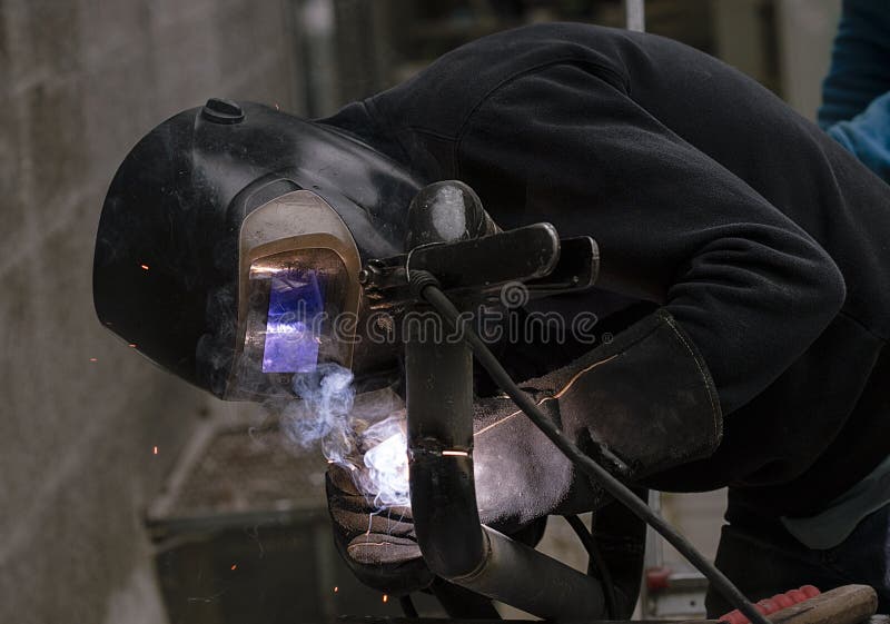 Welder Welds Pipes for Gas Installation Stock Image Image of fire