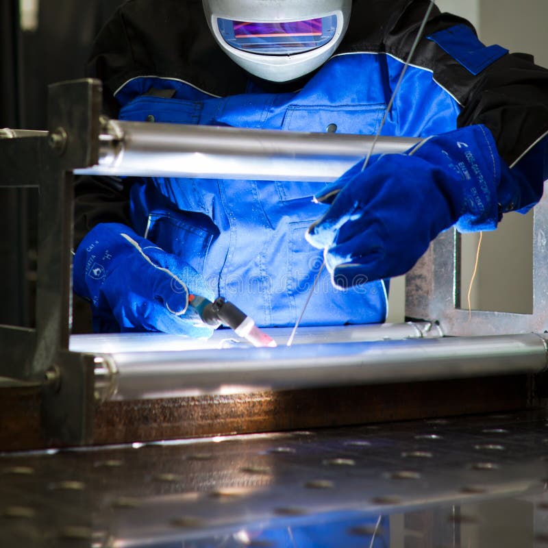 Welder at work stock photos