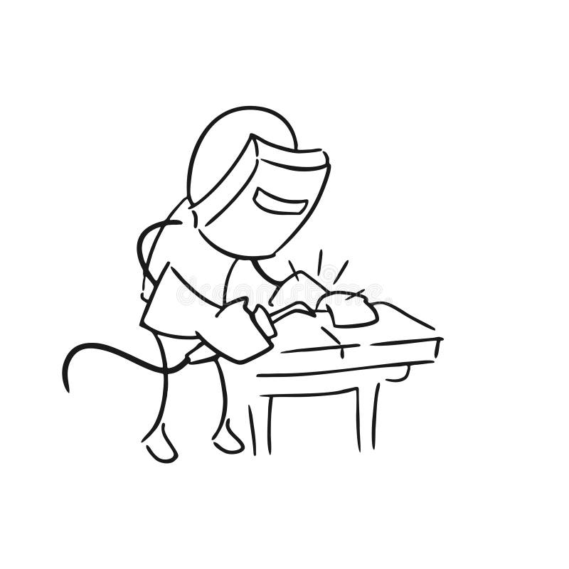 Welder working draw vector illustration