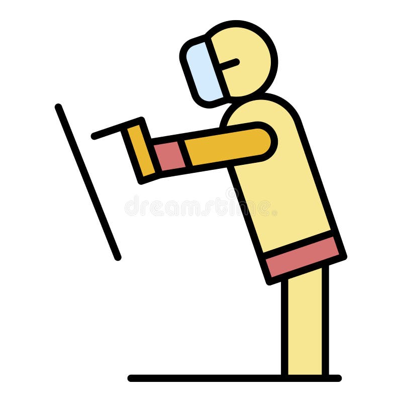 Welder working icon color outline vector royalty free illustration