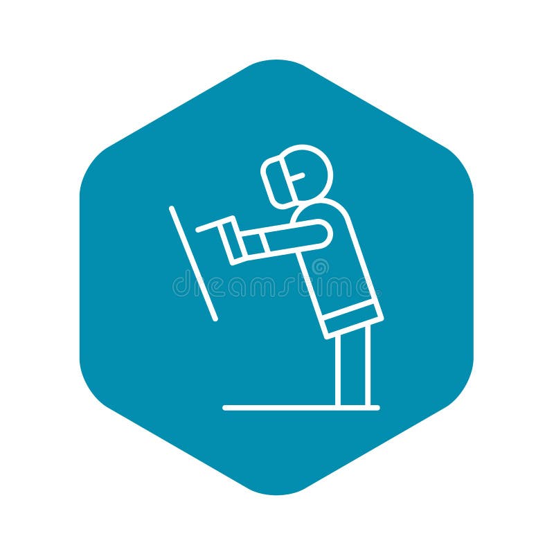 Welder working icon, outline style royalty free illustration