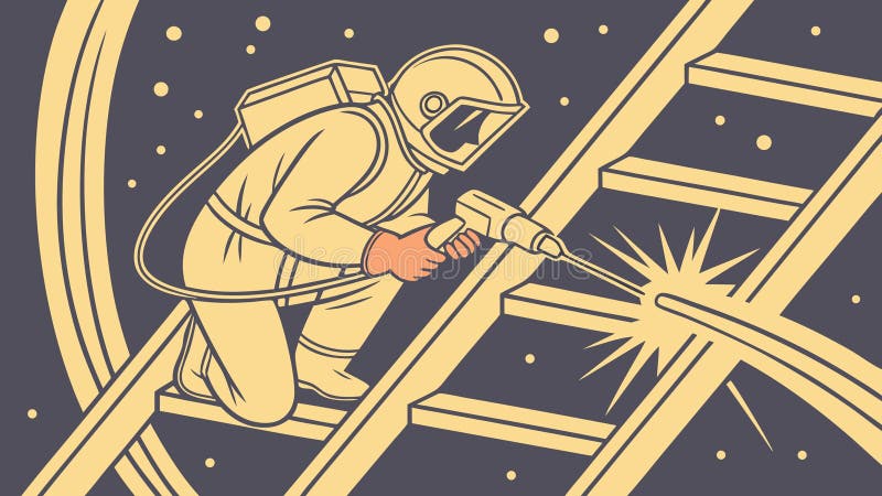 Welder Working on Metal Structure, Industrial Construction Expertise, Safety First, vector design Generative AI vector illustration