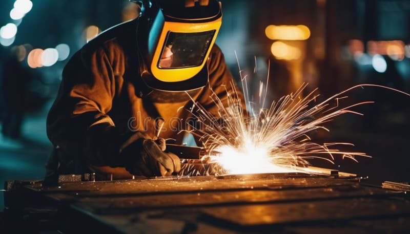 A welder working in the street royalty free illustration