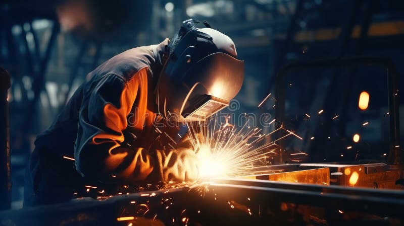 A welder working on a piece of metal vector illustration