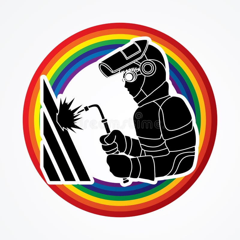 Welder working vector. stock illustration