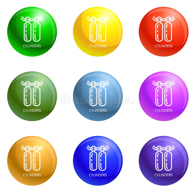 Welding cylinders icons set vector vector illustration Welding cylinders icons set vector vector illustration