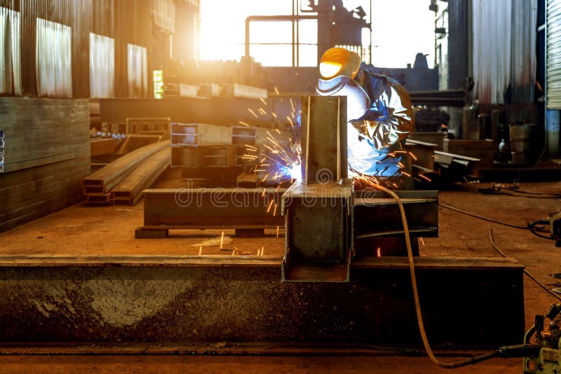 Welding with mig-mag method stock photography