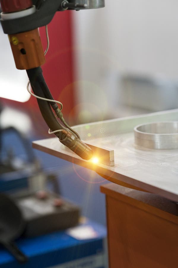Welding Precision Part by Mig Welding Process Stock Image Image of manufacture, flame 118670763