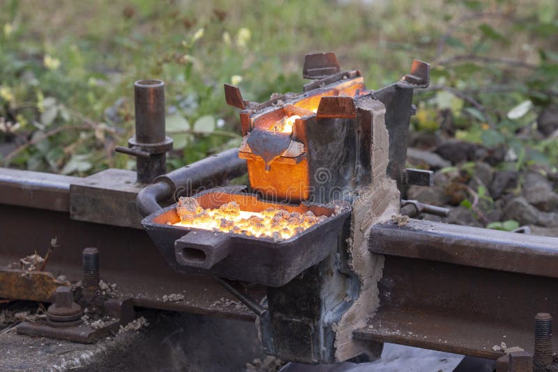 Welding Rails Together on the Railroad Track with Special Process Stock