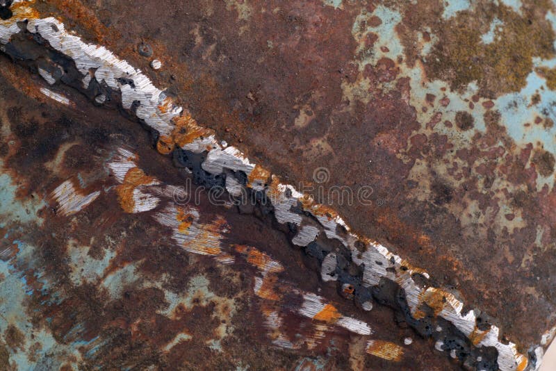Welding on rusty metal. stock image. Image of dark, abstract 110446475