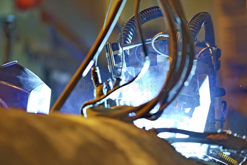 Welding Underwater Pipeline Using Automatic Equipment Stock Image