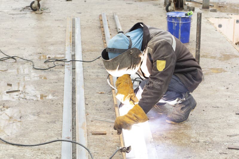 Welding Works.the Work of a Welder in the Construction of Buildings and