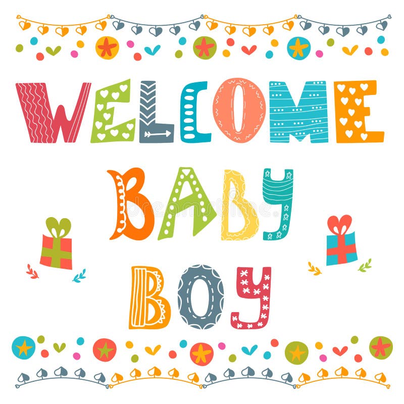 Welkom babyjongen De kaart van de de jongensaankomst van de baby De douchekaart van de babyjongen stock illustratie Welkom babyjongen De kaart van de de jongensaankomst van de baby De douchekaart van de babyjongen stock illustratie