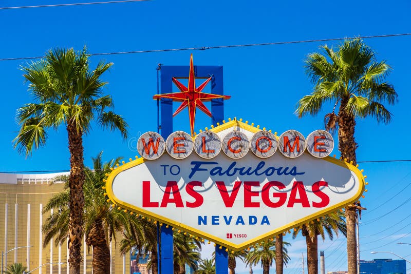 LAS VEGAS, USA - MARCH 29, 2020: Welcome to Fabulous Las Vegas sign on a sunny day in Las Vegas, Nevada, USA. LAS VEGAS, USA - MARCH 29, 2020: Welcome to Fabulous Las Vegas sign on a sunny day in Las Vegas, Nevada, USA