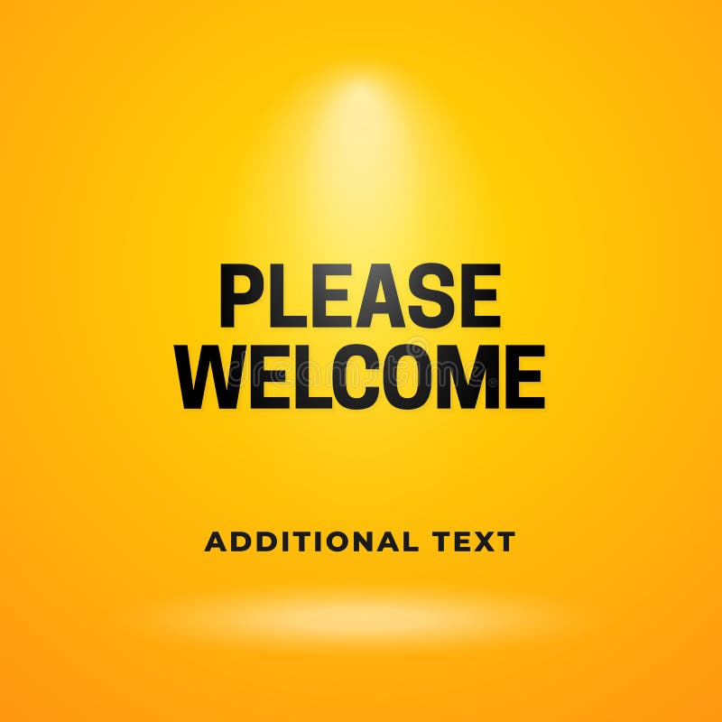 Welkom bij het ontwerp van de poster-achtergrondsjabloon Typografische tekst met heldere spotlight lamp op gele studio vector illustratie Welkom bij het ontwerp van de poster-achtergrondsjabloon Typografische tekst met heldere spotlight lamp op gele studio vector illustratie