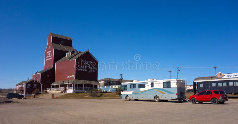 Welkom centrum bij dawsonkreek, Canada stock foto Welkom centrum bij dawsonkreek, Canada stock foto