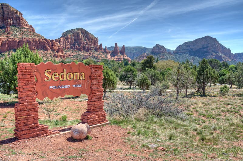 Welkom Teken aan Sedona Arizona royalty-vrije stock foto Welkom Teken aan Sedona Arizona royalty-vrije stock foto