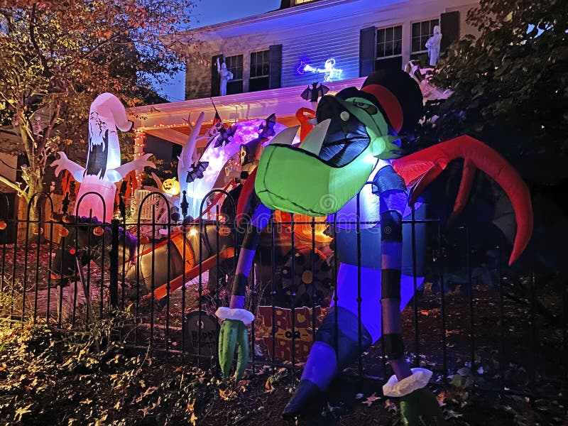 Well Decorated Halloween House in October at Night Editorial Image ...