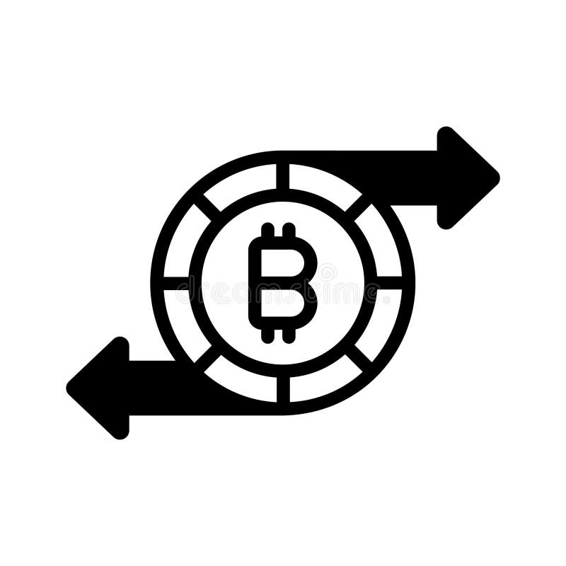 Well designed glyph icon of bitcoin exchange stock illustration