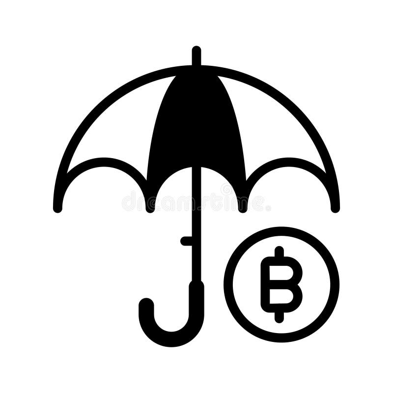 Well designed glyph icon of bitcoin insurance vector illustration
