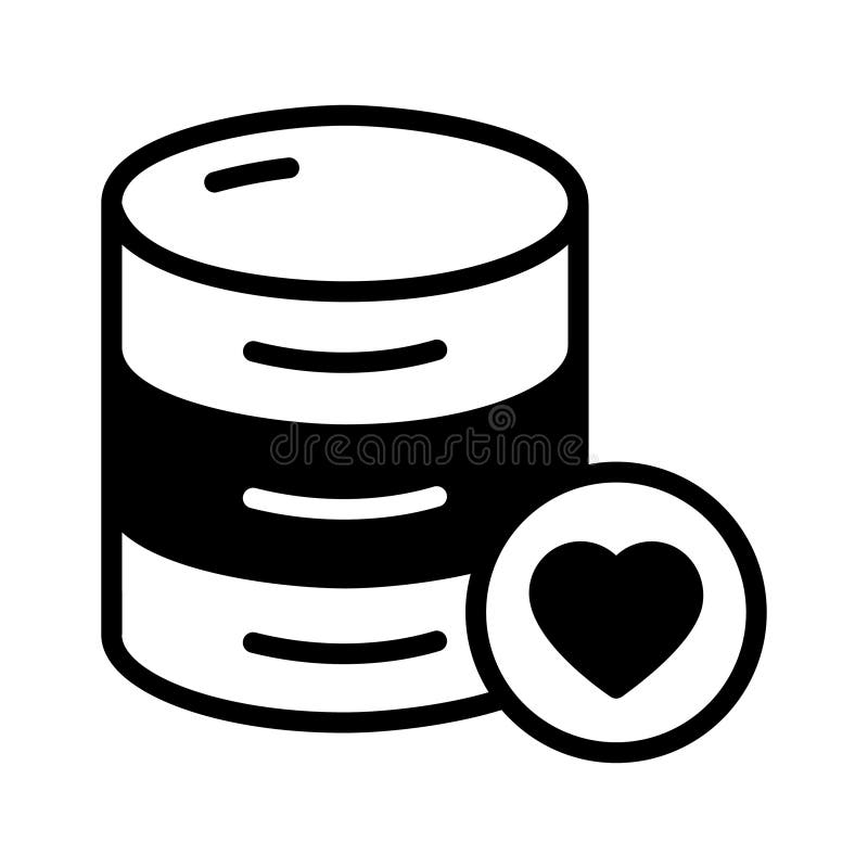 Well designed glyph icon of favourite database vector illustration