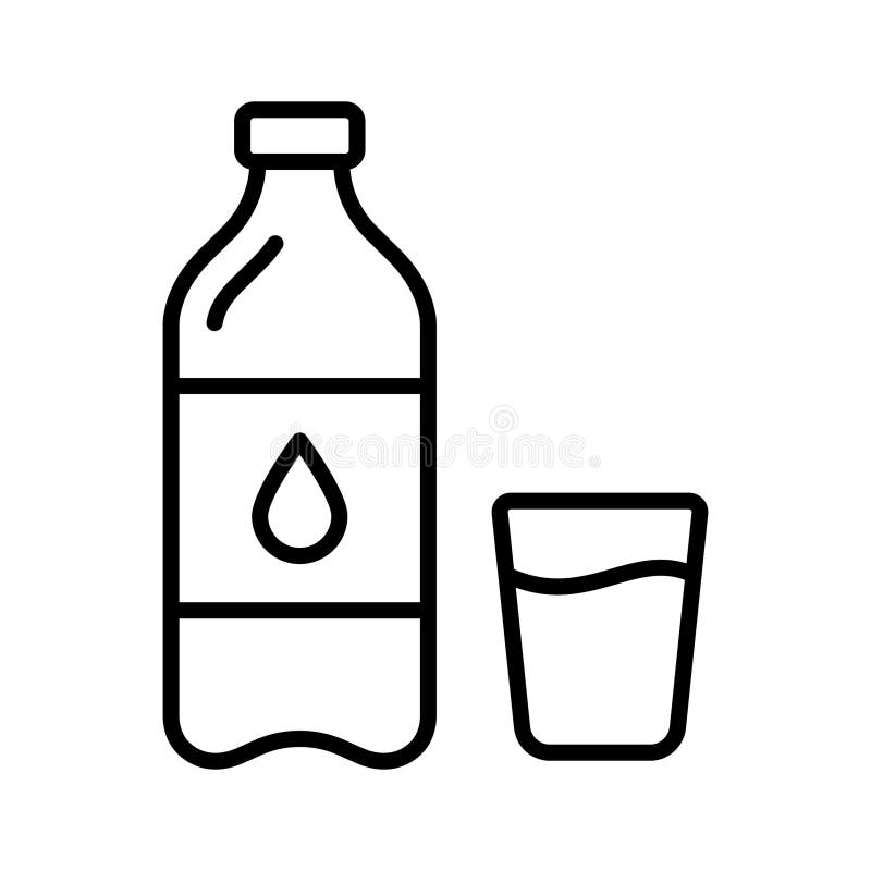 Well designed line icon of water bottle and glass vector illustration