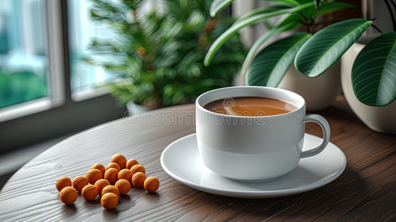 A well-designed magazine ad mockup placed on a stylish coffee table, capturing the essence of a lu royalty free illustration