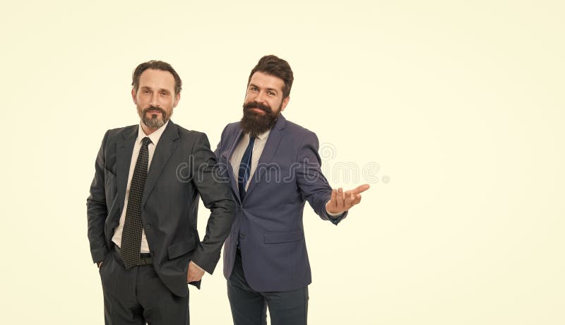 Well groomed business men. Partnership teamwork. Passionate about their project. Business team. Men successful royalty free stock image