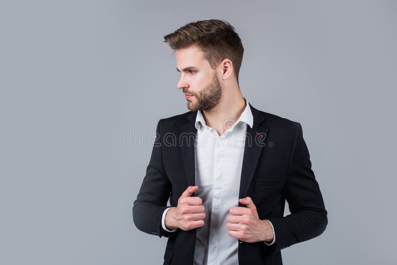 Well Groomed Hairstyle. Cool and Sexy. Male Beauty and Fashion Look. Formal  Office Costume for Bearded Guy Stock Image - Image of look, groomed:  207371211